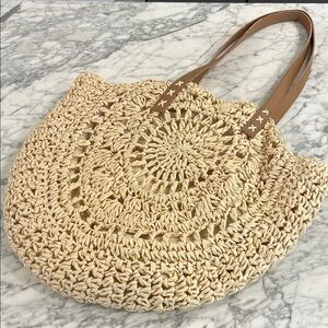 Beige Woven Tote Bag